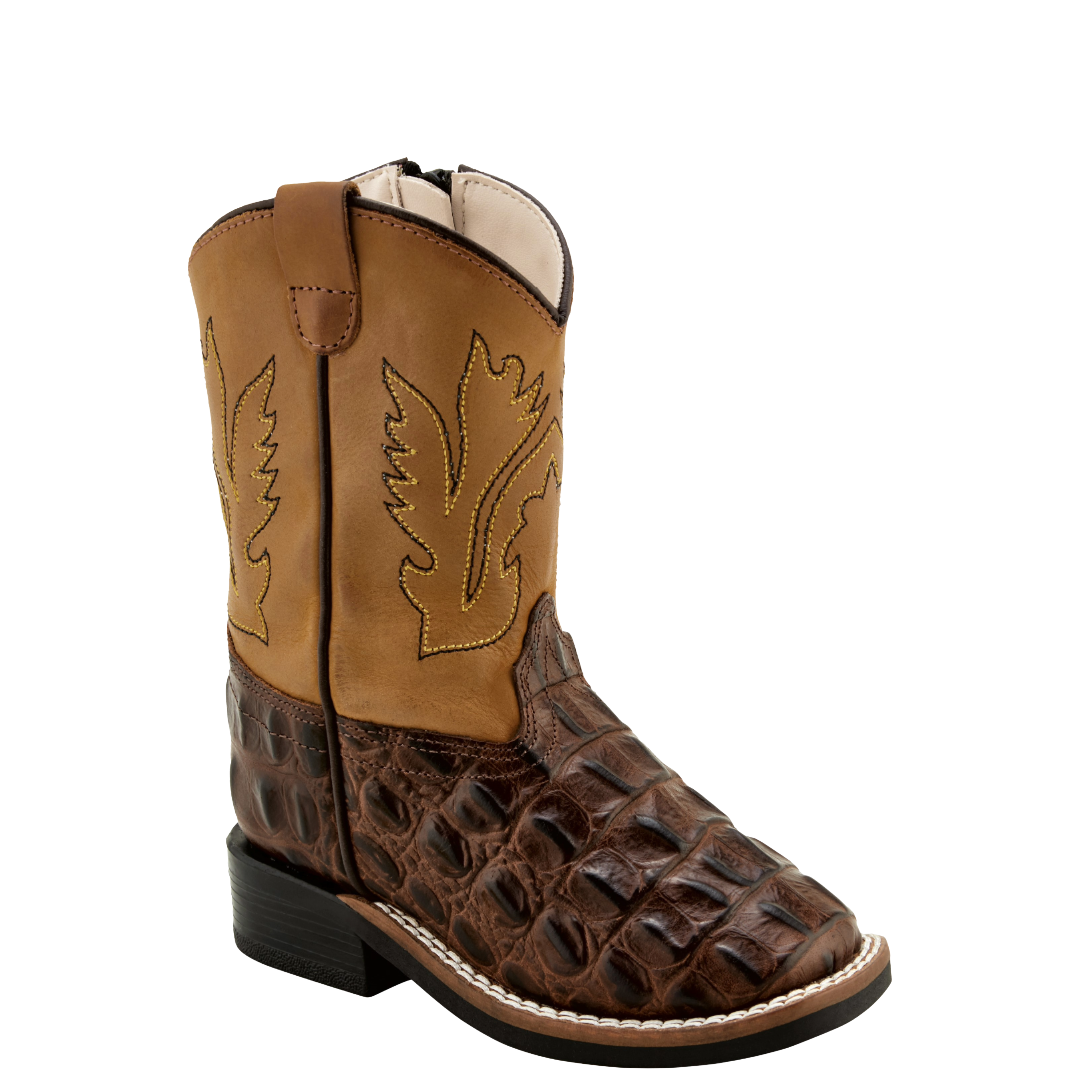 Old West by Jama Infant Gator Print Tan Western Boot BSI1830
