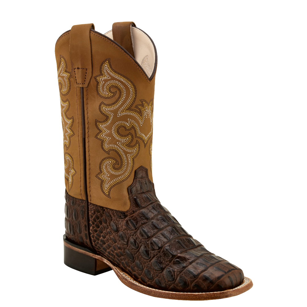 Old West by Jama Boy's Brown Horn Back Gator Tan Canyon Boots BSC1830