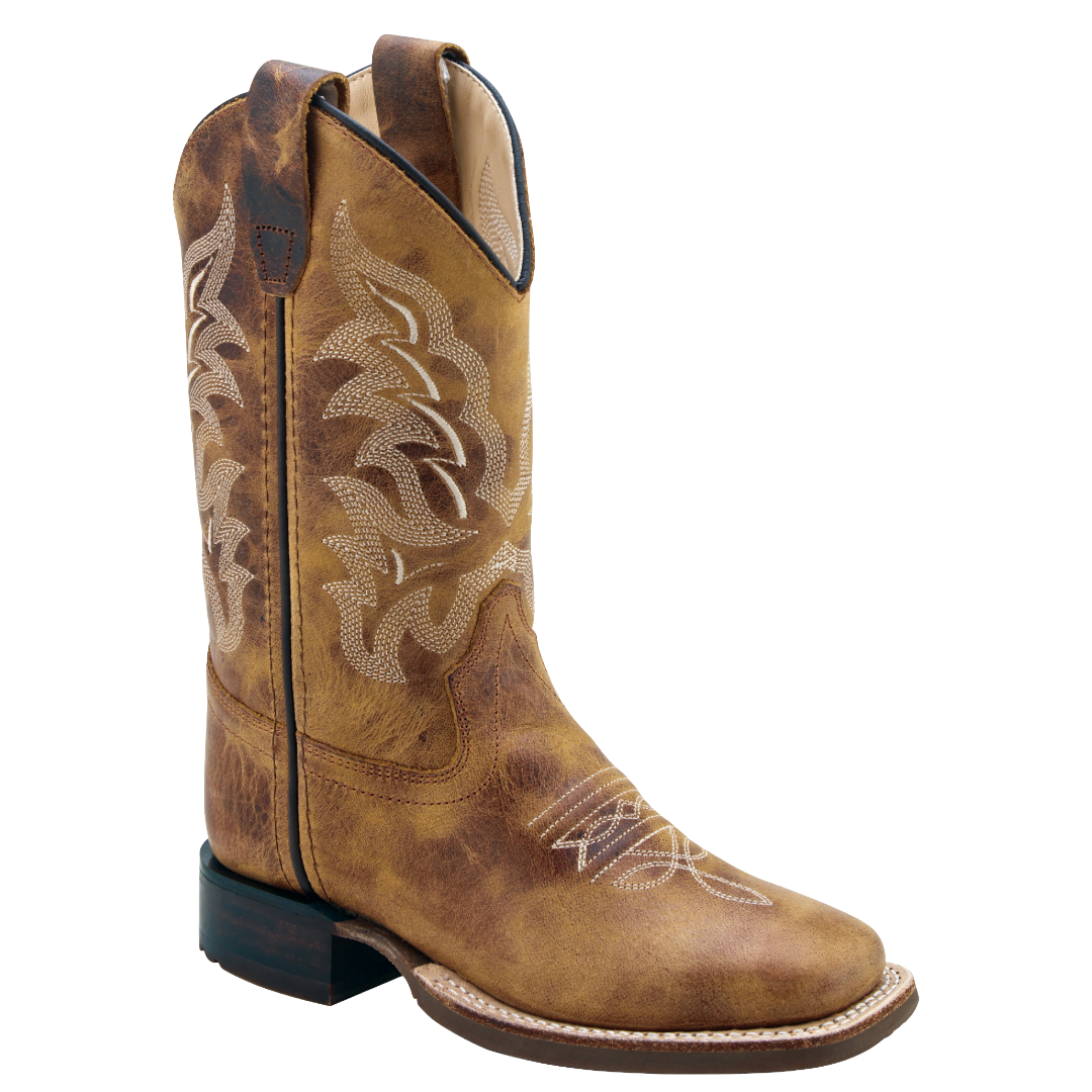 Old West by Jama Boy's Broad Square Toe Brown Western Boot BSC1979