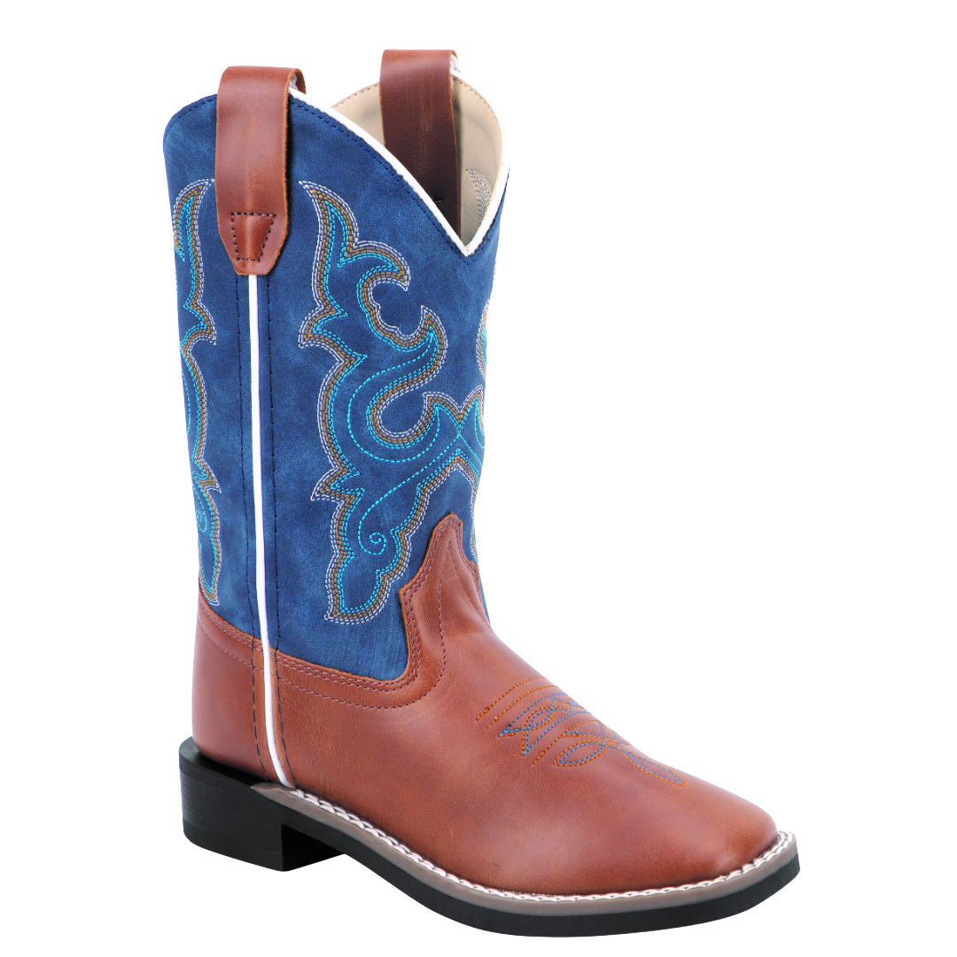 Old West by Jama Children's Blue & Brown Square Toe Western Boot VB9193