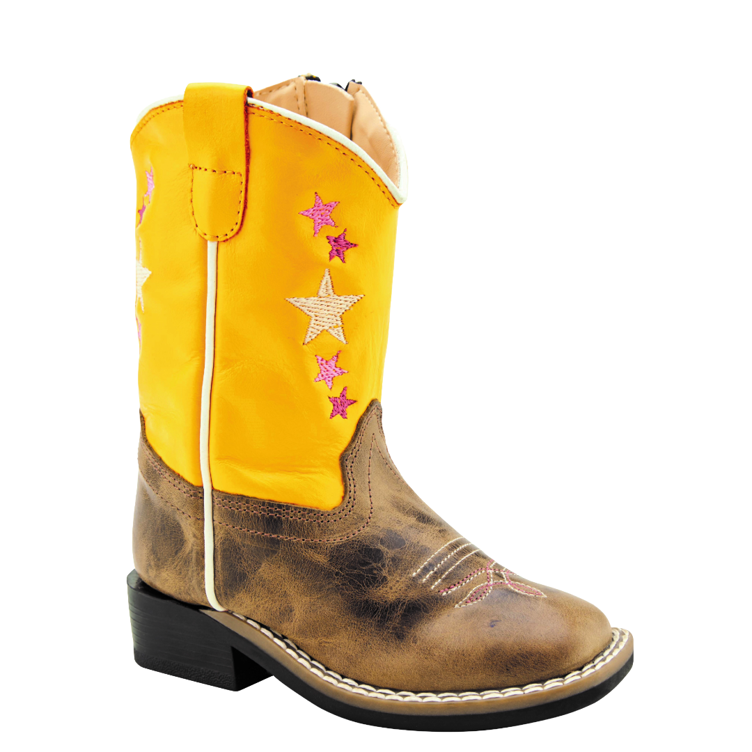 Old West by Jama Toddler Yellow & Brown Leather Western Boot BSI1962