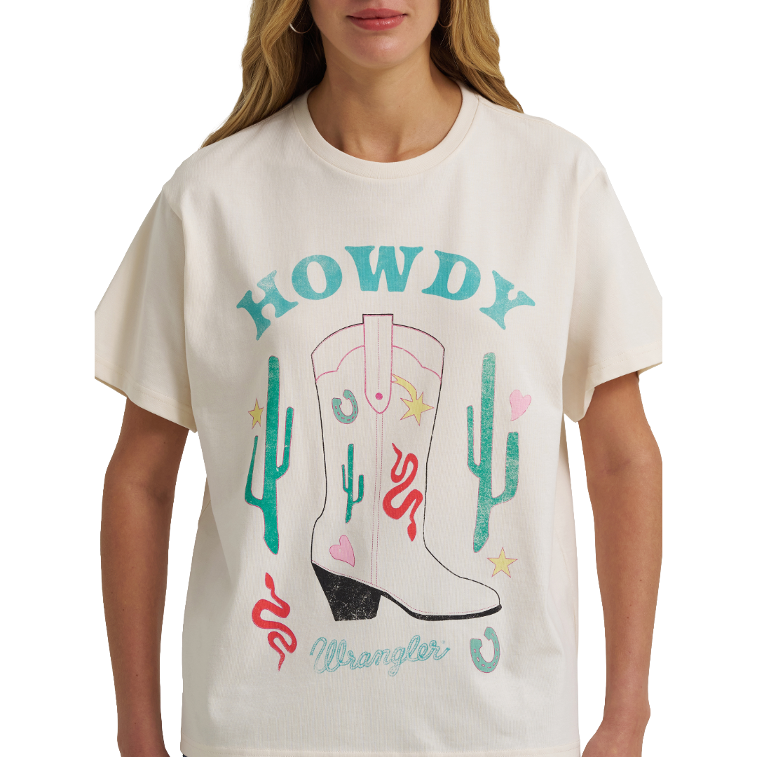 Wrangler Retro® Ladies Howdy Girlfriend Fit Whisper White T-Shirt 112375902
