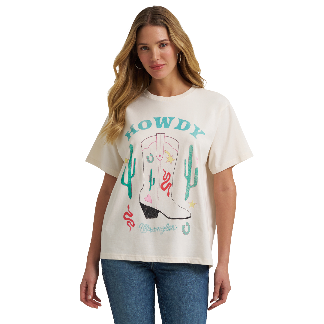 Wrangler Retro® Ladies Howdy Girlfriend Fit Whisper White T-Shirt 112375902