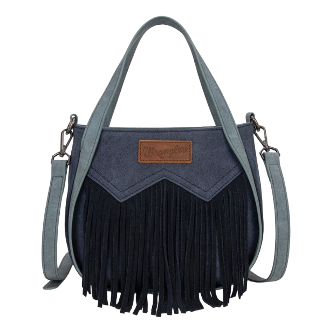 Wrangler Ladies "W" Stitch Fringe Two Tone Navy Tote/Crossbody WG162-8136NY