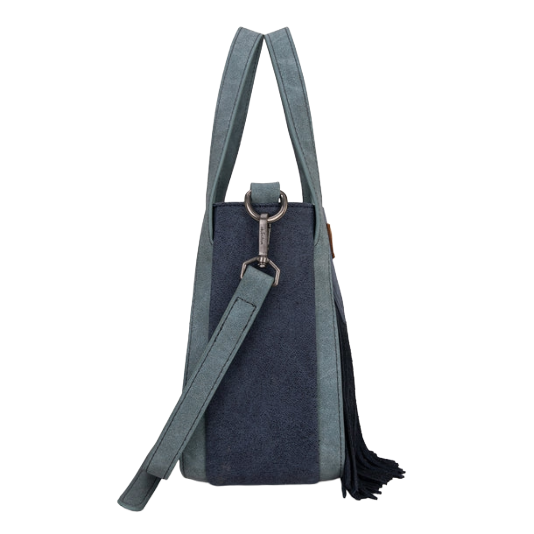 Wrangler Ladies "W" Stitch Fringe Two Tone Navy Tote/Crossbody WG162-8136NY