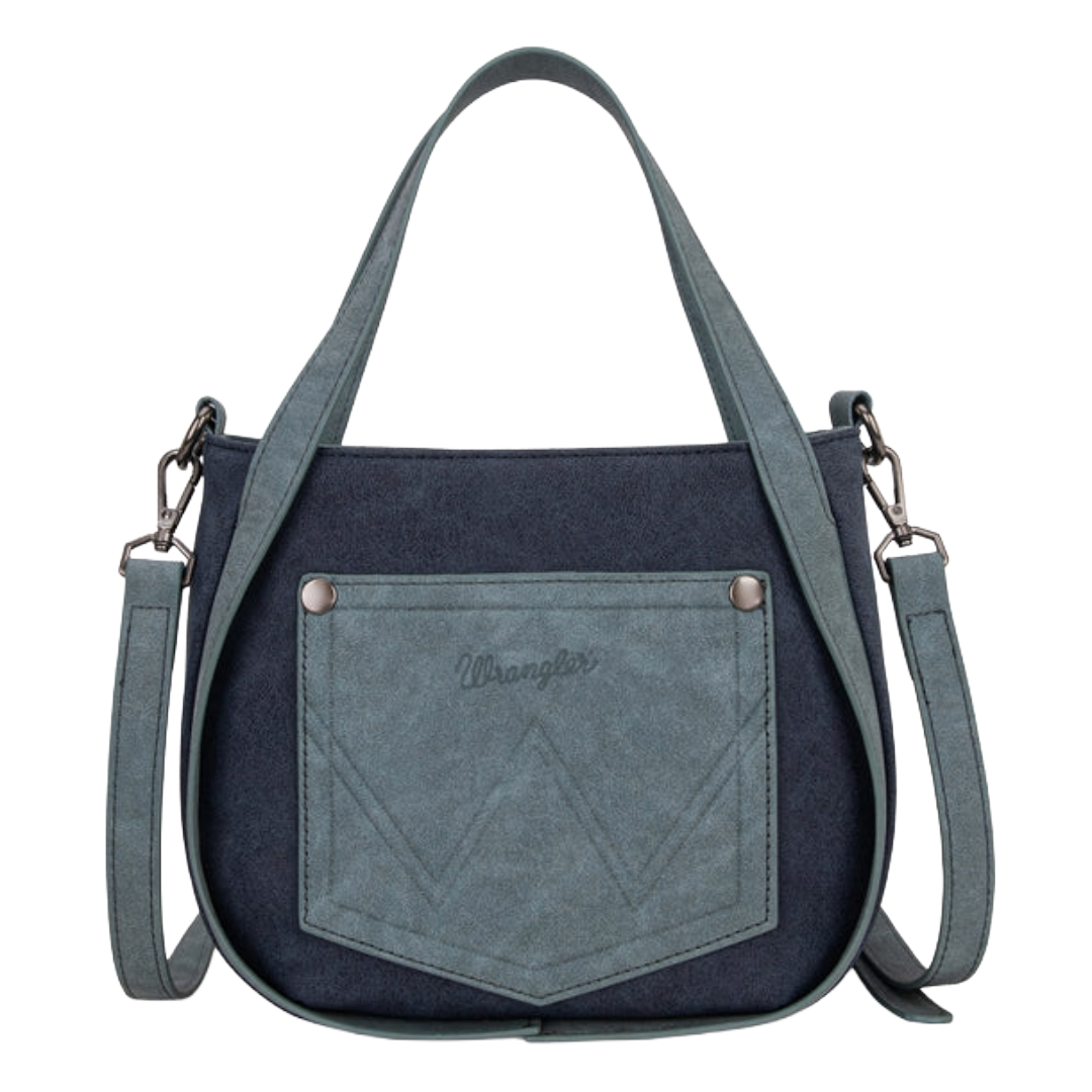 Wrangler Ladies "W" Stitch Fringe Two Tone Navy Tote/Crossbody WG162-8136NY
