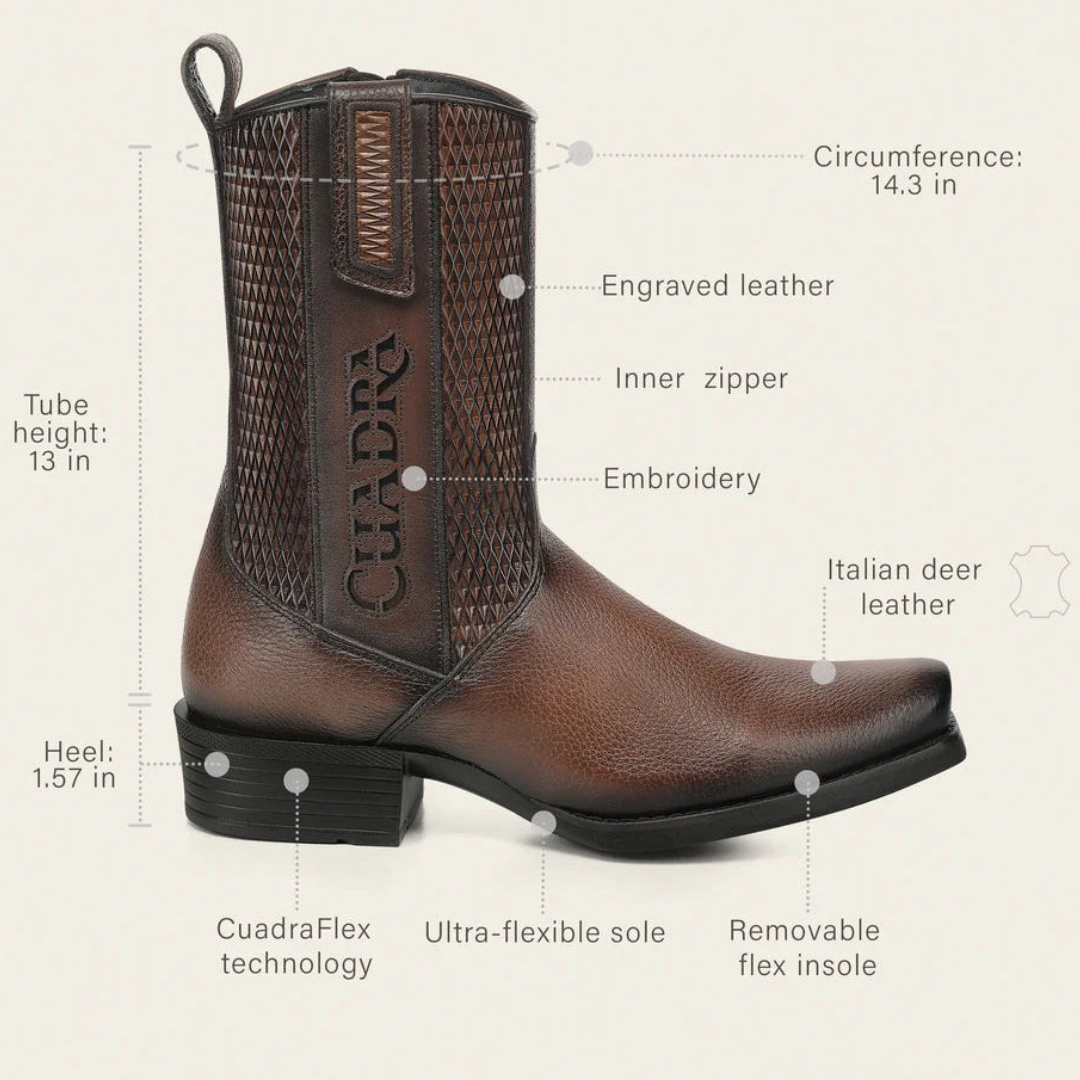 Cuadra Men's Honey Deer & Bovine Leather Narrow Square Toe Urban Boot CC298
