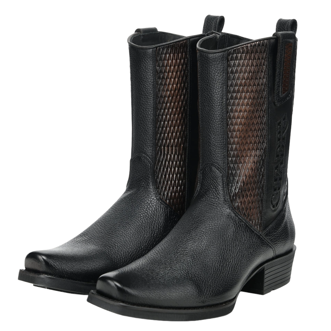 Cuadra Men's Black Deer & Bovine Leather Narrow Square Toe Urban Boot CC297