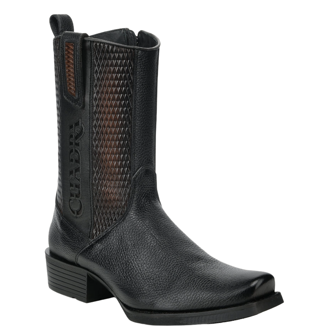 Cuadra Men's Black Deer & Bovine Leather Narrow Square Toe Urban Boot CC297