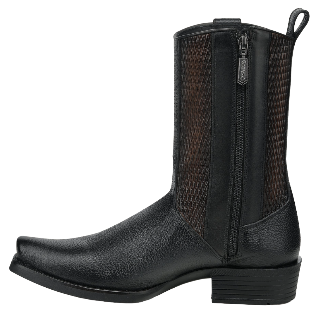 Cuadra Men's Black Deer & Bovine Leather Narrow Square Toe Urban Boot CC297