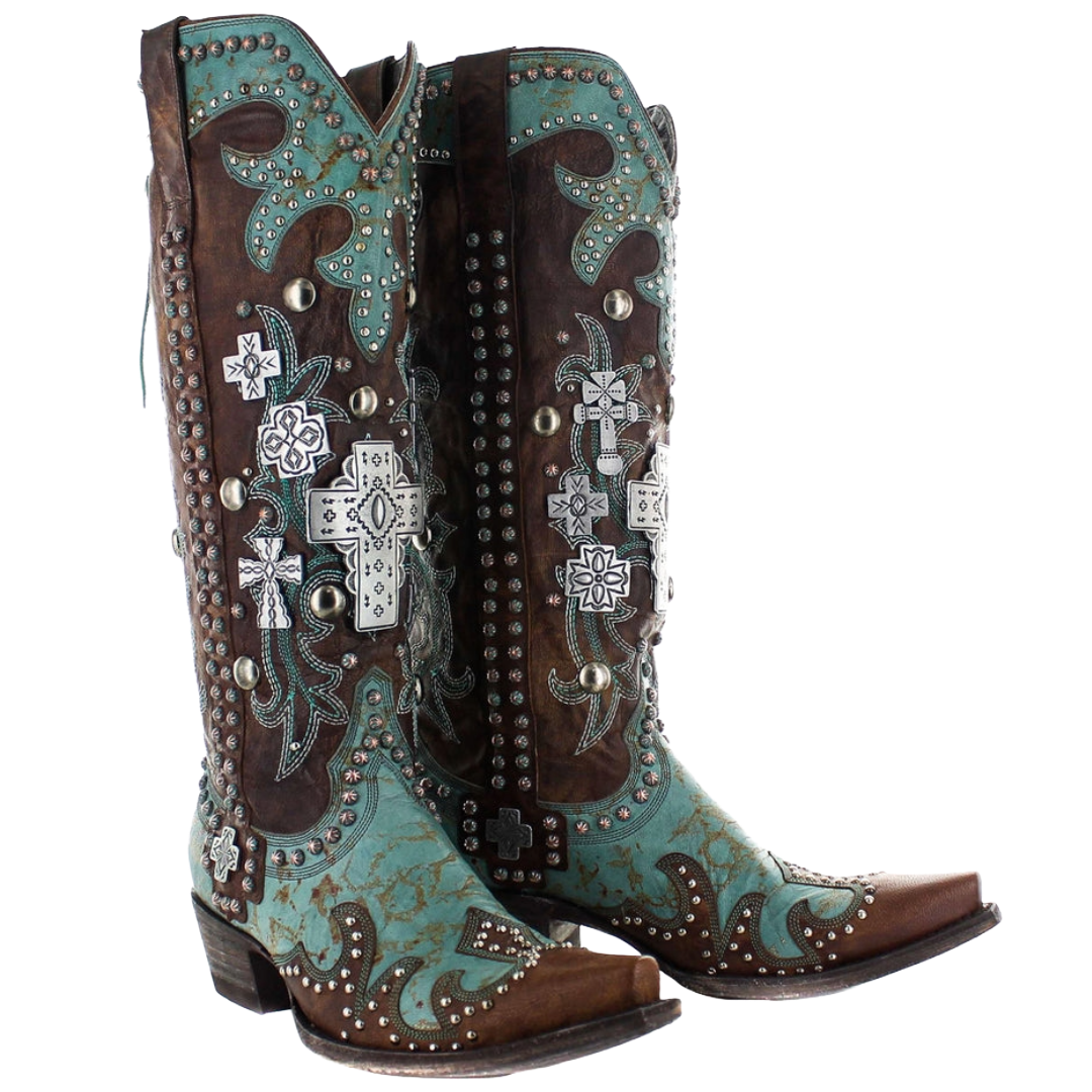 Double D Ranch by Old Gringo Ladies Ammunition Turquoise Snip Toe Boots DDL001-1