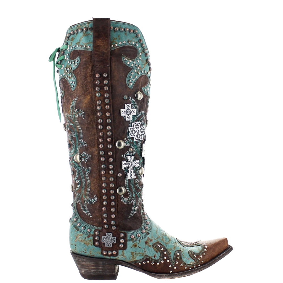 Double D Ranch by Old Gringo Ladies Ammunition Turquoise Snip Toe Boots DDL001-1