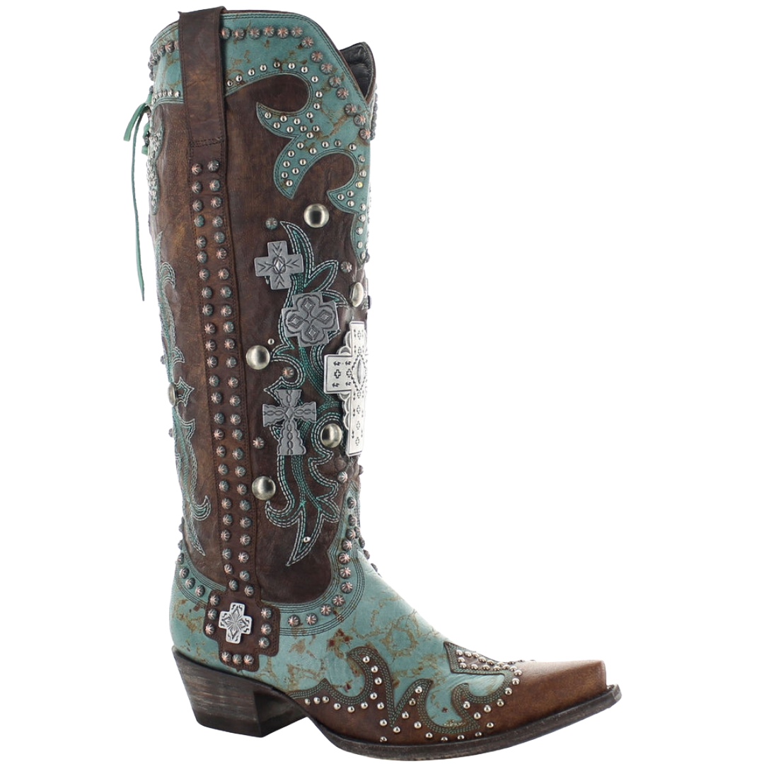 Double D Ranch by Old Gringo Ladies Ammunition Turquoise Snip Toe Boots DDL001-1