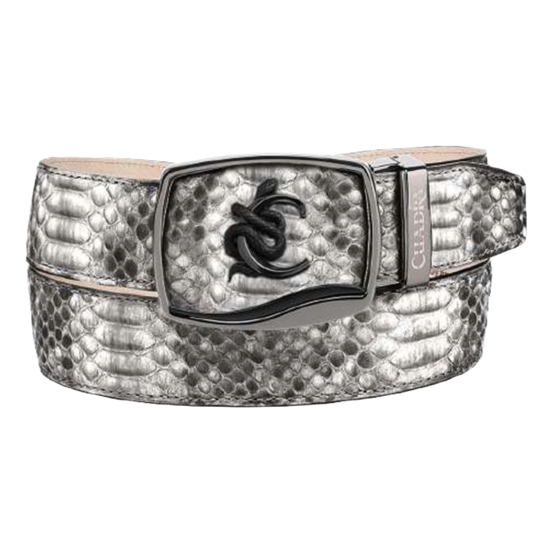Cuadra Men's Natural Python Stitching White Belt BC482