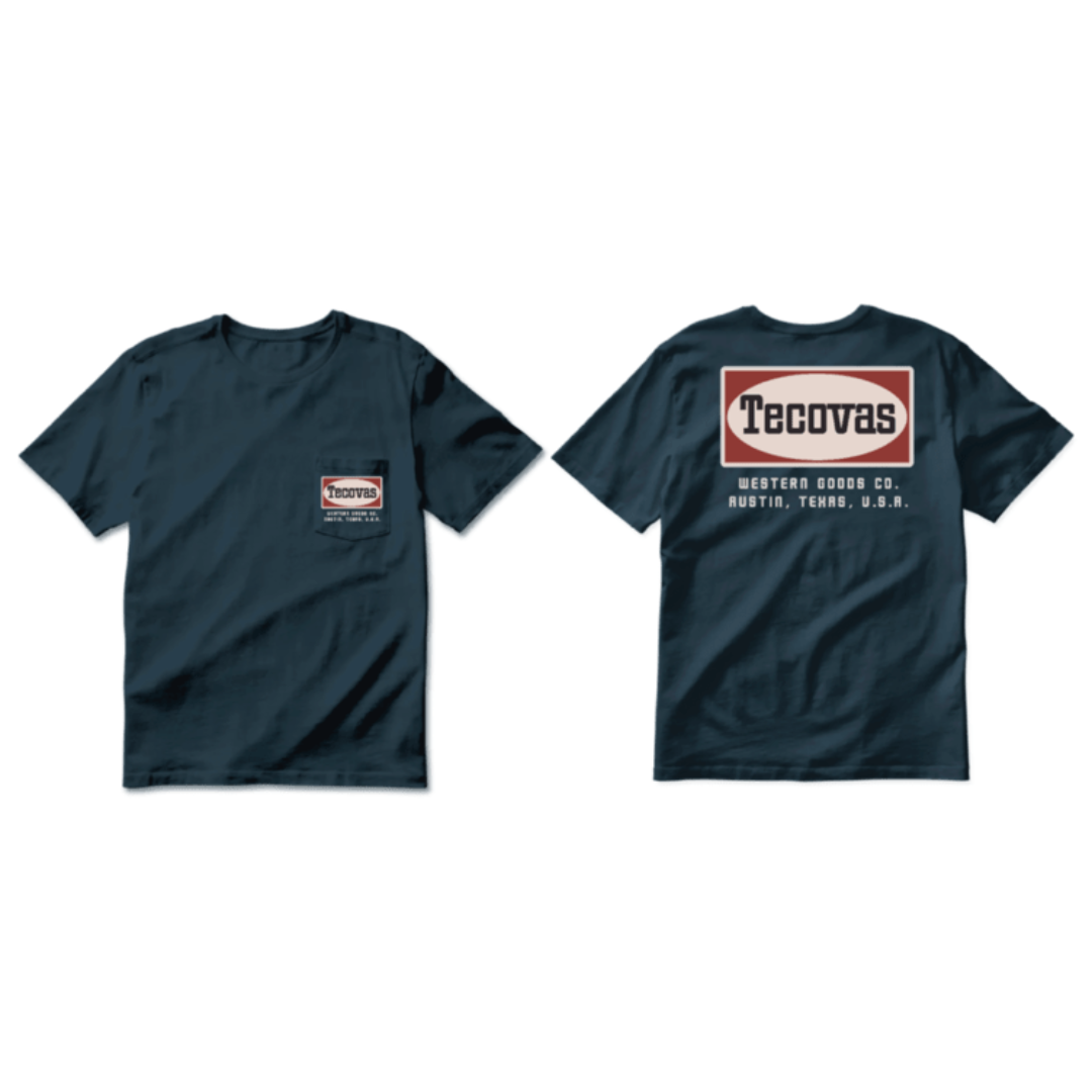 Tecovas Men's Navy Oval Logo Graphic Pocket T-Shirt 61122-NVR
