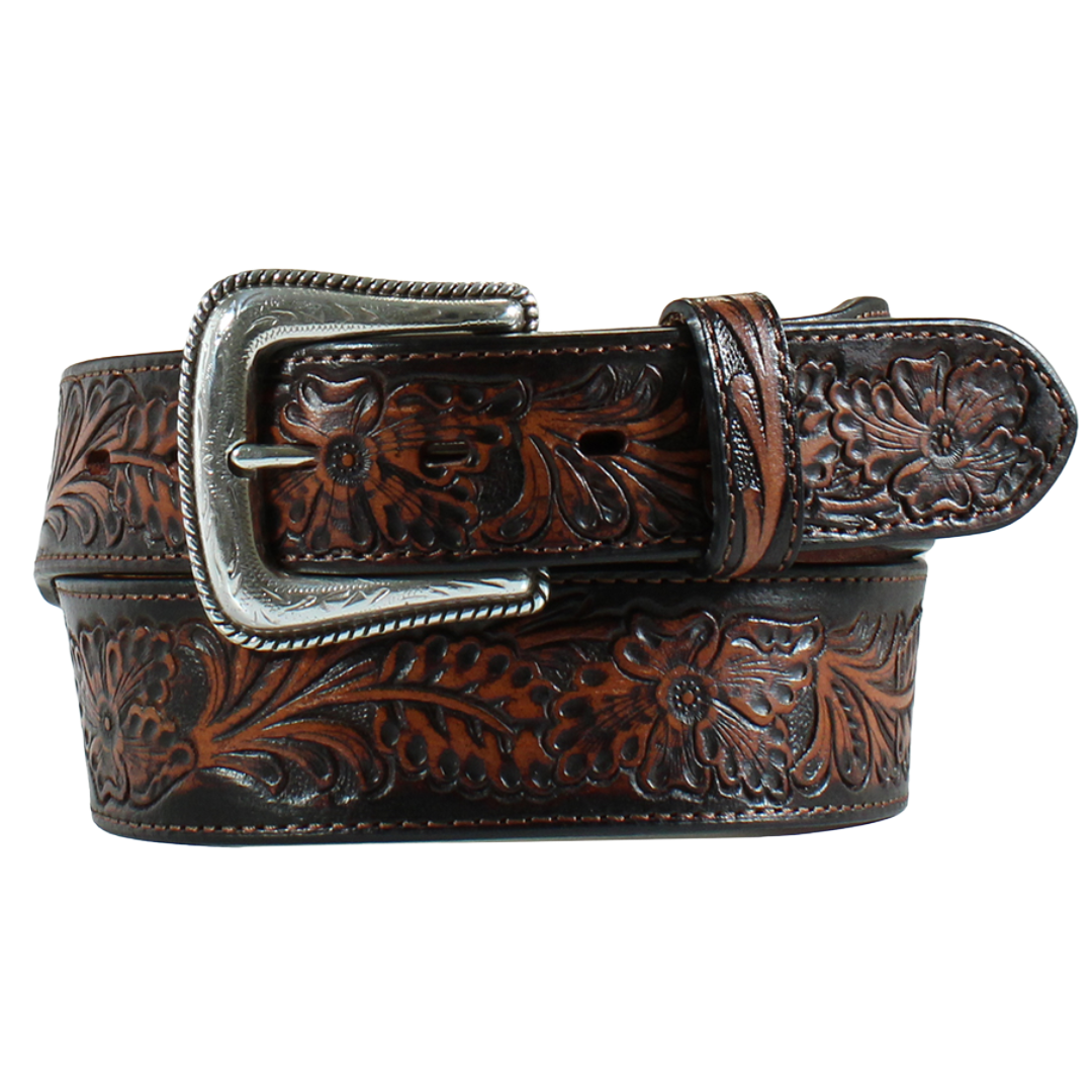 Nocona Men's Brown Embossed Floral Leather Western Belt N210006402