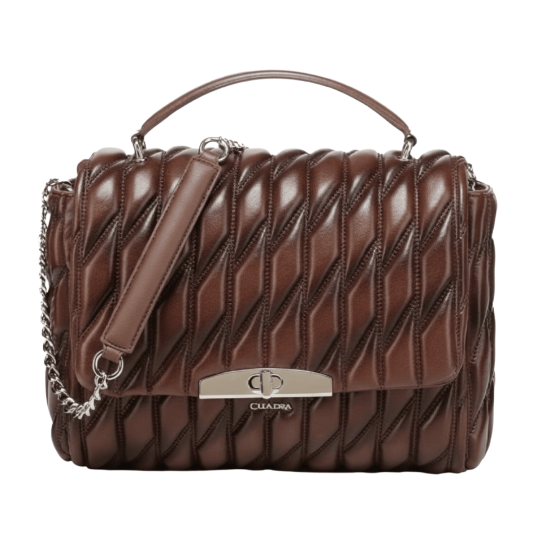 Cuadra Ladies Valentina Luxe Brown Embroidery Leather Bag DU827