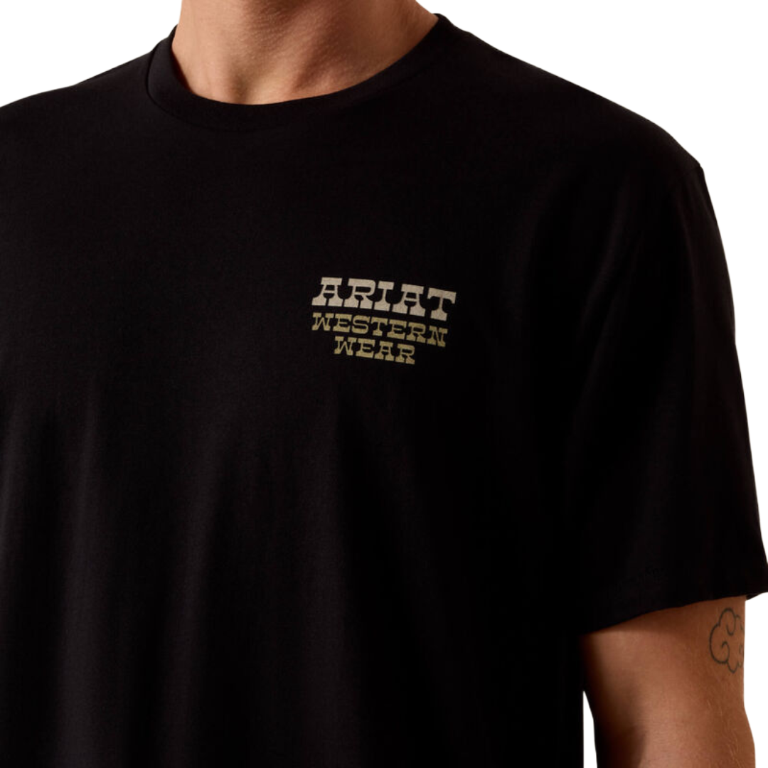 Ariat Men's Country & Western Lockup Solid Black Classic Fit T-Shirt 10073418
