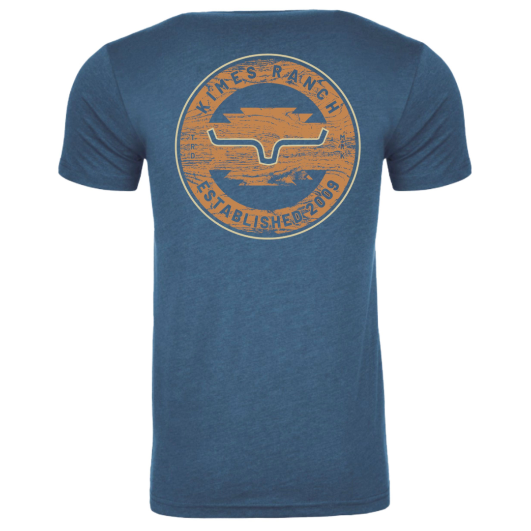 Kimes Ranch Men's Heather Cool Blue Wood Stamp T-Shirt MSH0000160-BL017