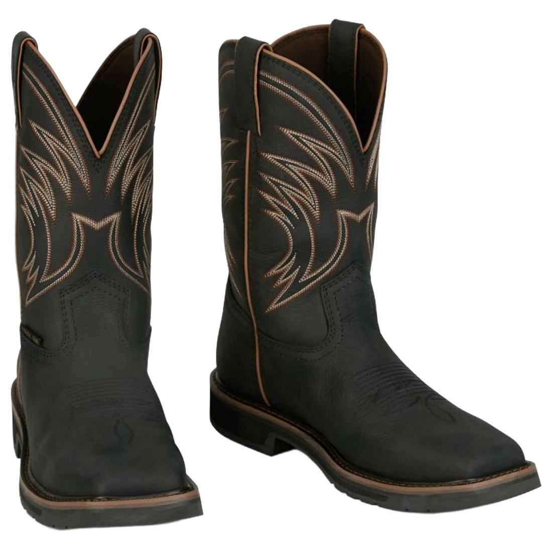 Justin Men's Widowmaker 11" Steel Toe Waterproof Black Work Boots SE4241