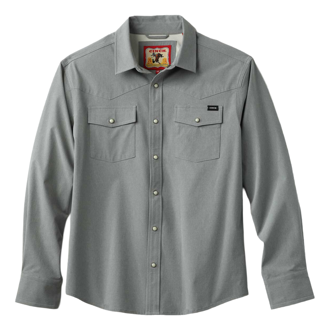 Cinch Men's Solid Grey Camp Snap Shirt MTW1403005