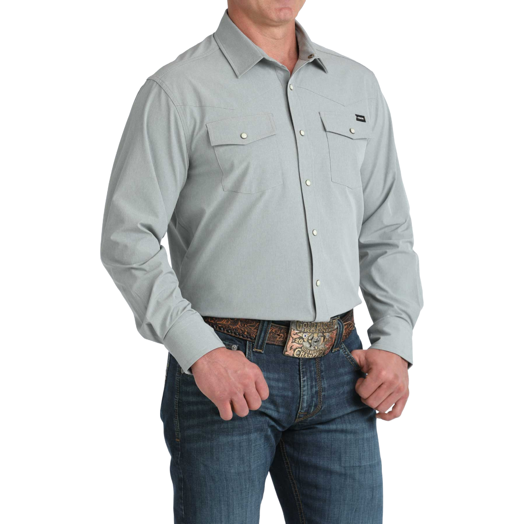 Cinch Men's Solid Grey Camp Snap Shirt MTW1403005