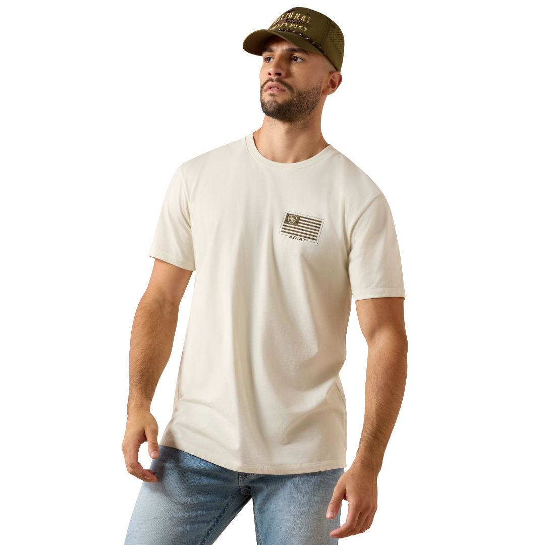 Ariat Men's  Buckle Flag Patriot Silver Birch T-Shirt 10080252