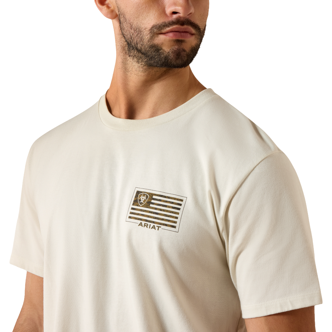 Ariat Men's  Buckle Flag Patriot Silver Birch T-Shirt 10080252