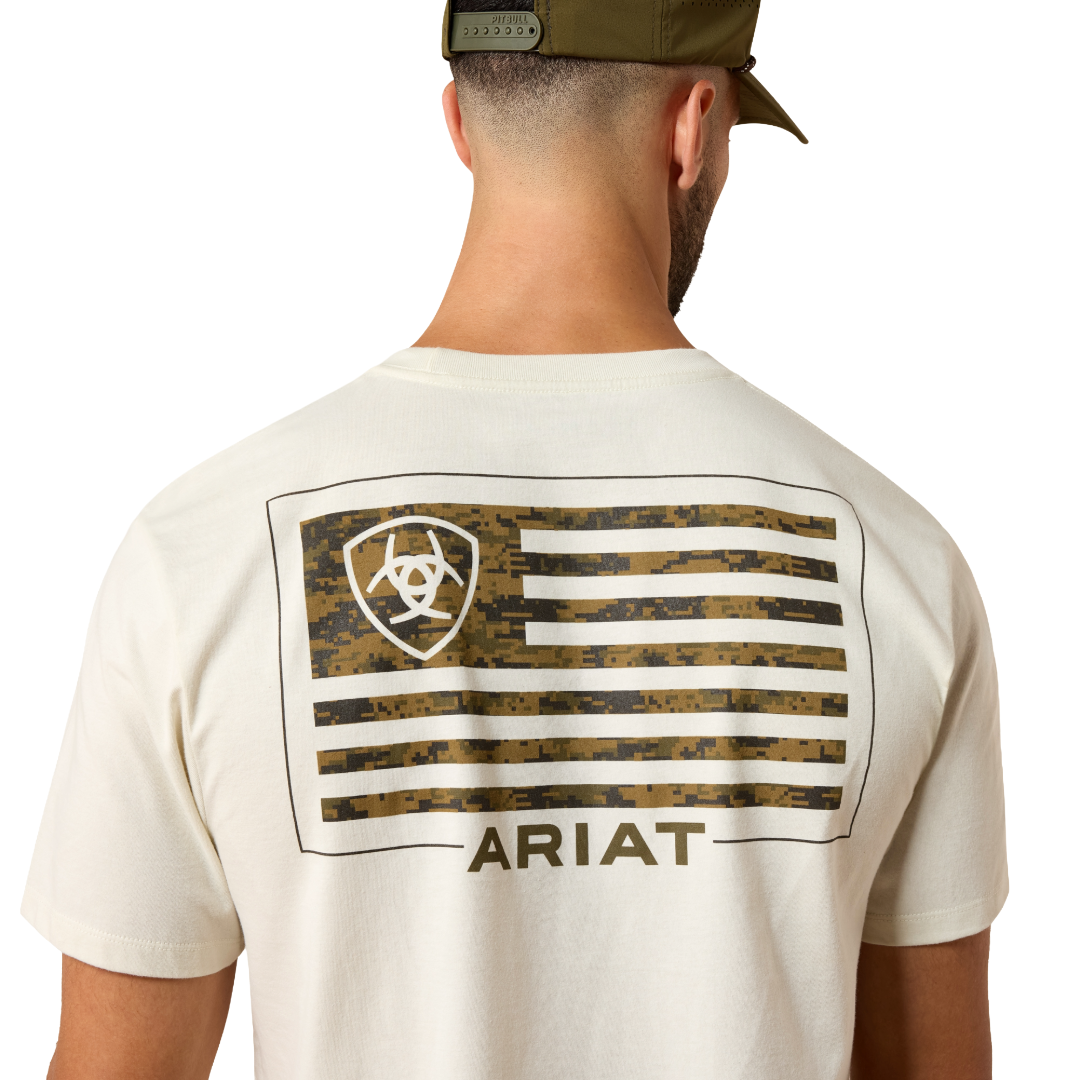Ariat Men's  Buckle Flag Patriot Silver Birch T-Shirt 10080252