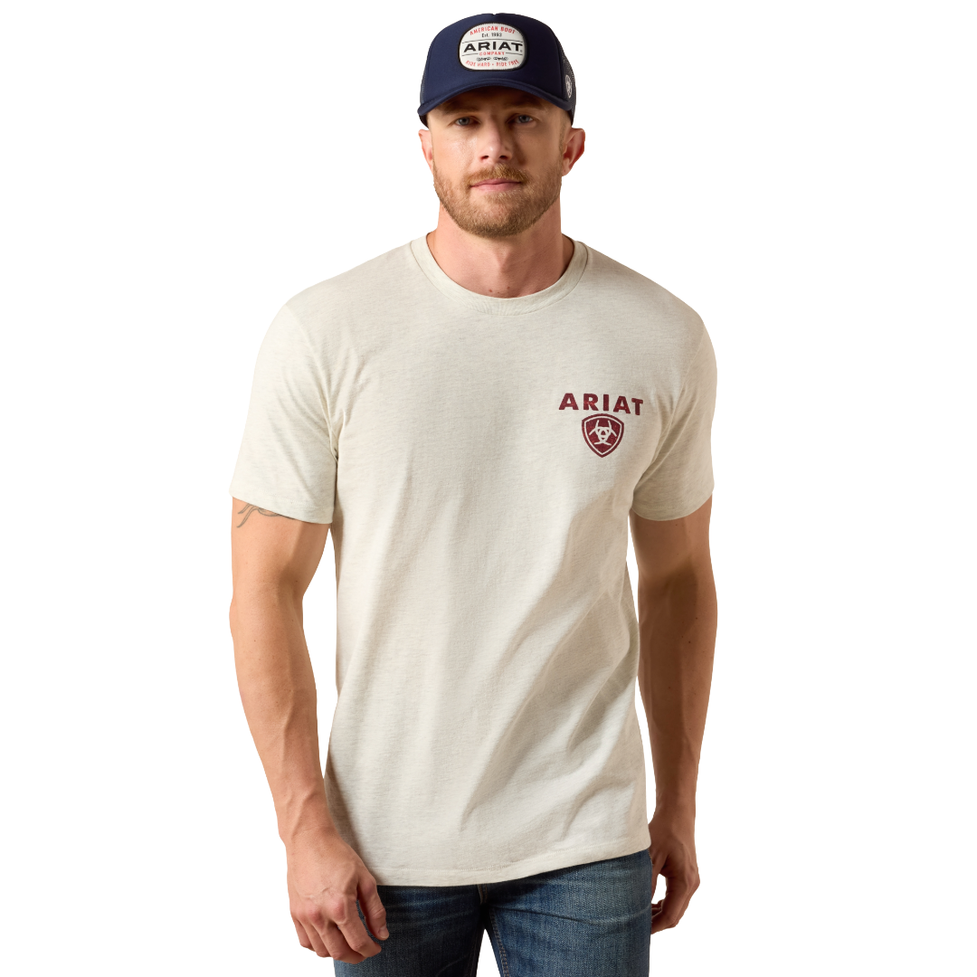 Ariat Men's Trucker Freedom Flag Oatmeal Heather T-Shirt 10080251