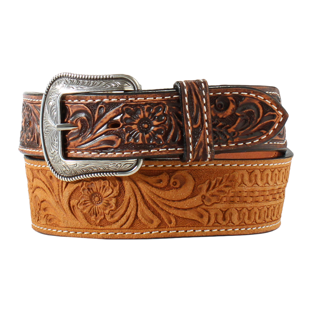 3D Belt Company Men's Roughout Embossed Brown Western Belt D100015602