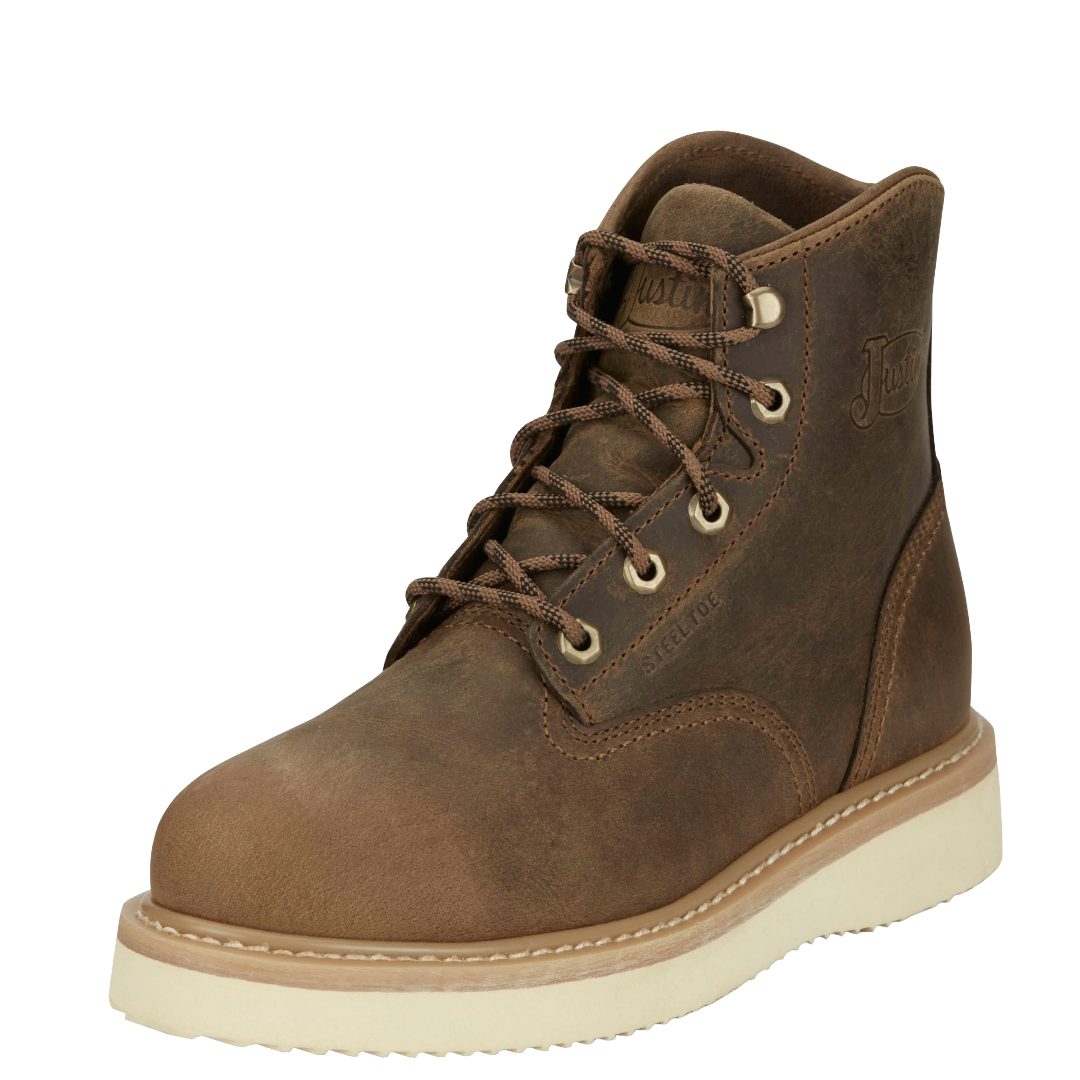 Justin Men's Maxwell Steel Toe Peanut Tan Lace Up Work Boots OW709