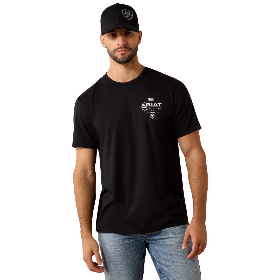 Ariat Men's Lockup Flag Painted Black T-Shirt 10080247