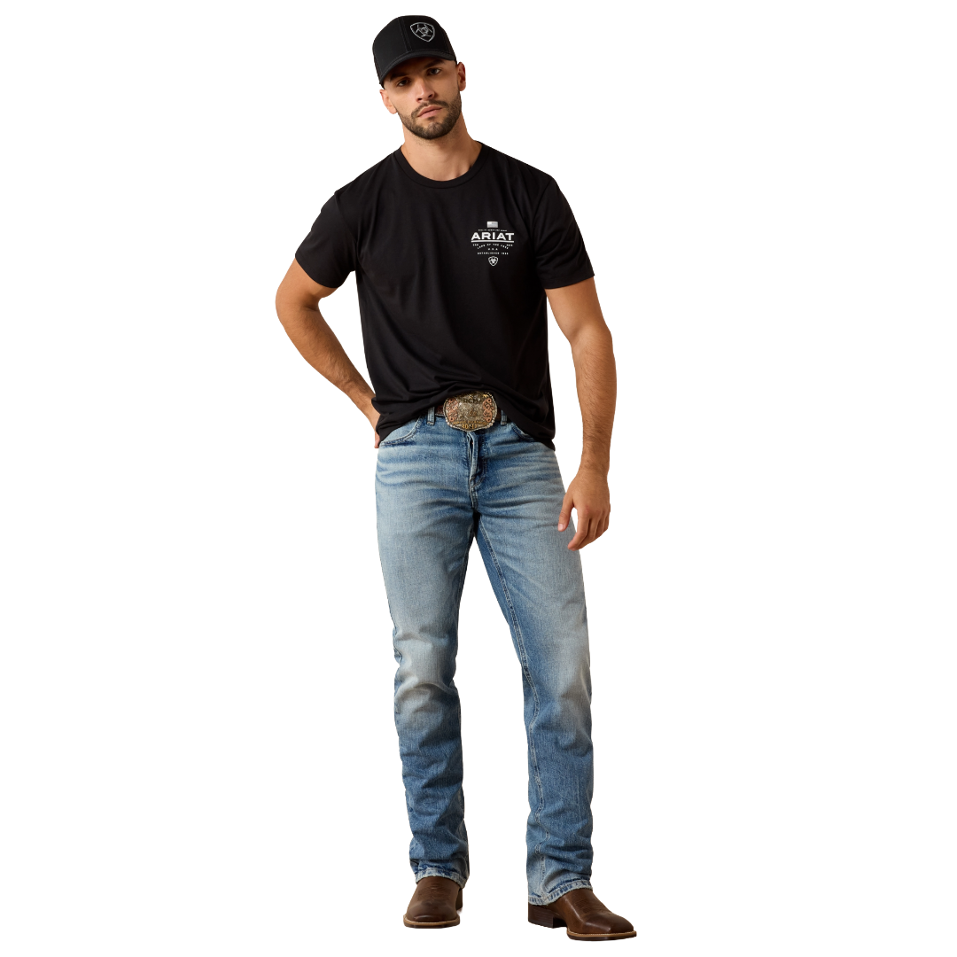 Ariat Men's Lockup Flag Painted Black T-Shirt 10080247