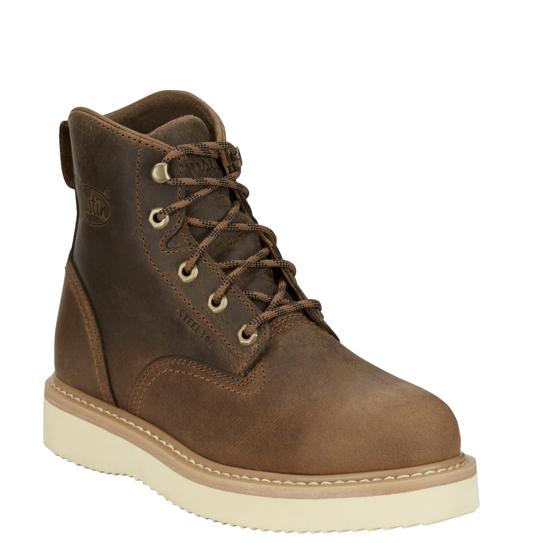 Justin Men's Maxwell Steel Toe Peanut Tan Lace Up Work Boots OW709