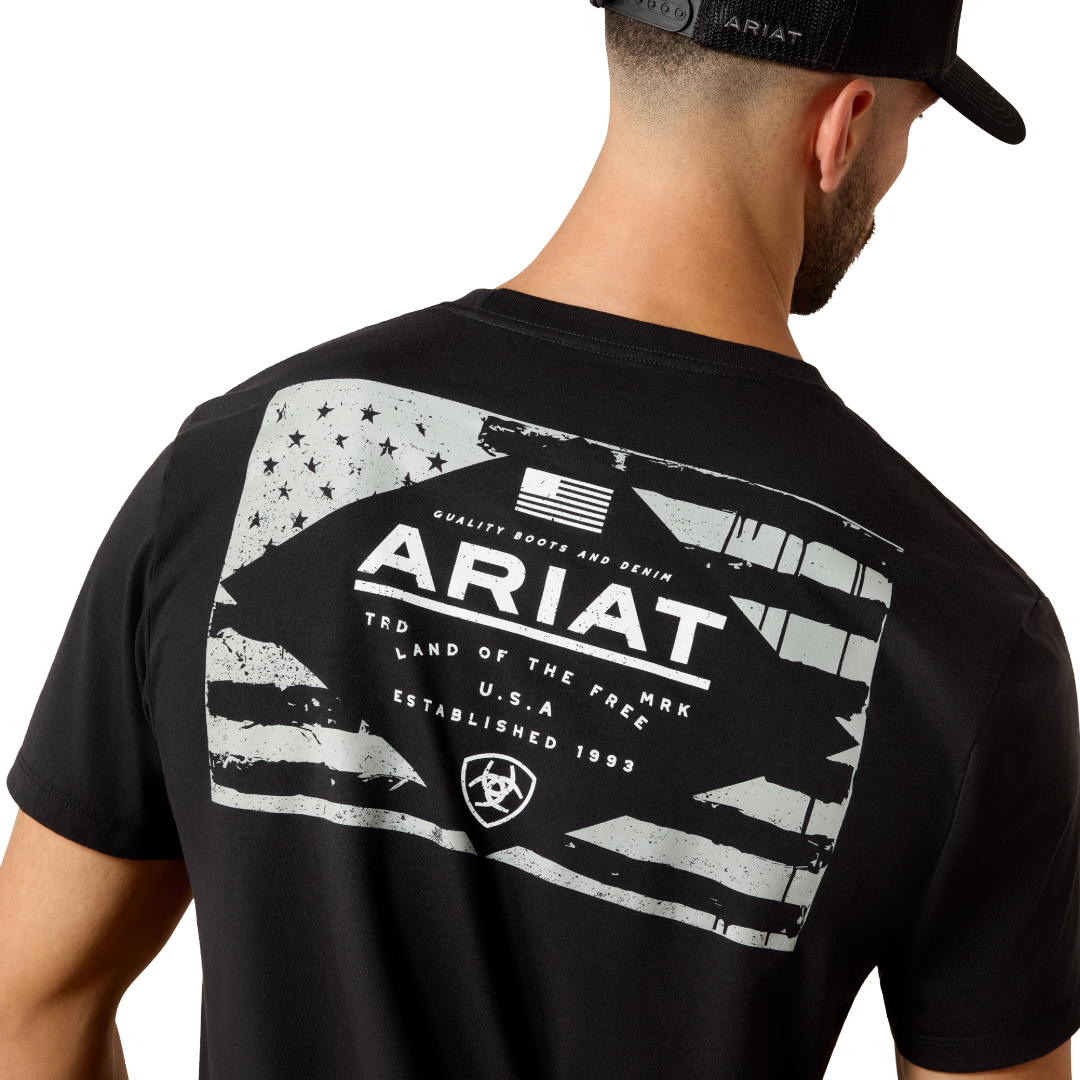 Ariat Men's Lockup Flag Painted Black T-Shirt 10080247