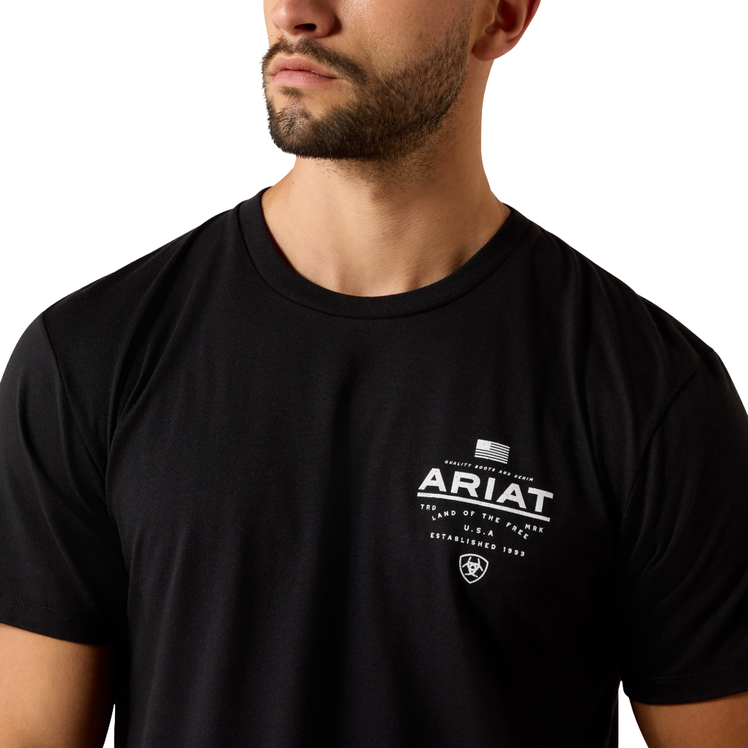 Ariat Men's Lockup Flag Painted Black T-Shirt 10080247