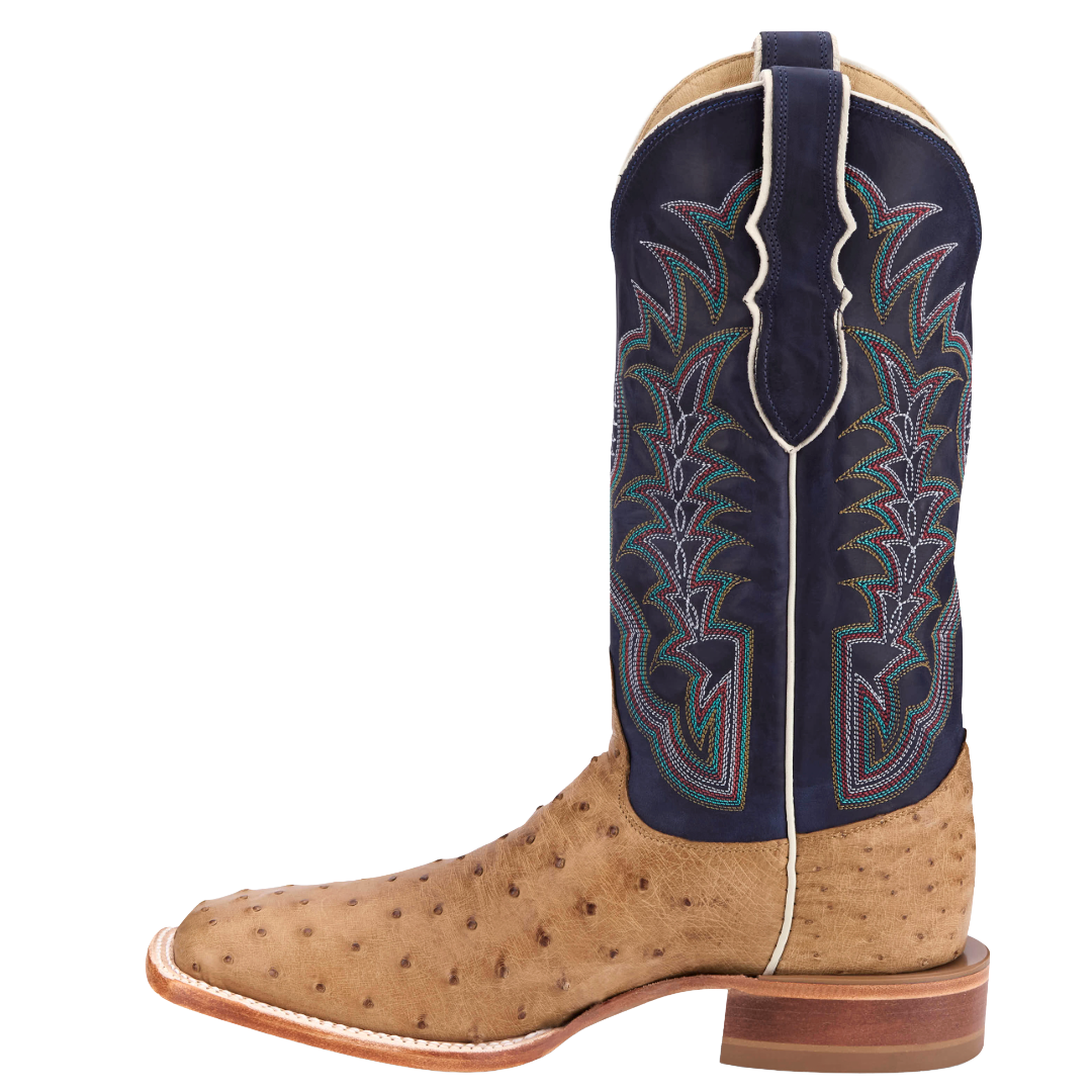 Justin Men's Chisolm Navy Blue Cowhide Quill Ostrich Boots JE8170