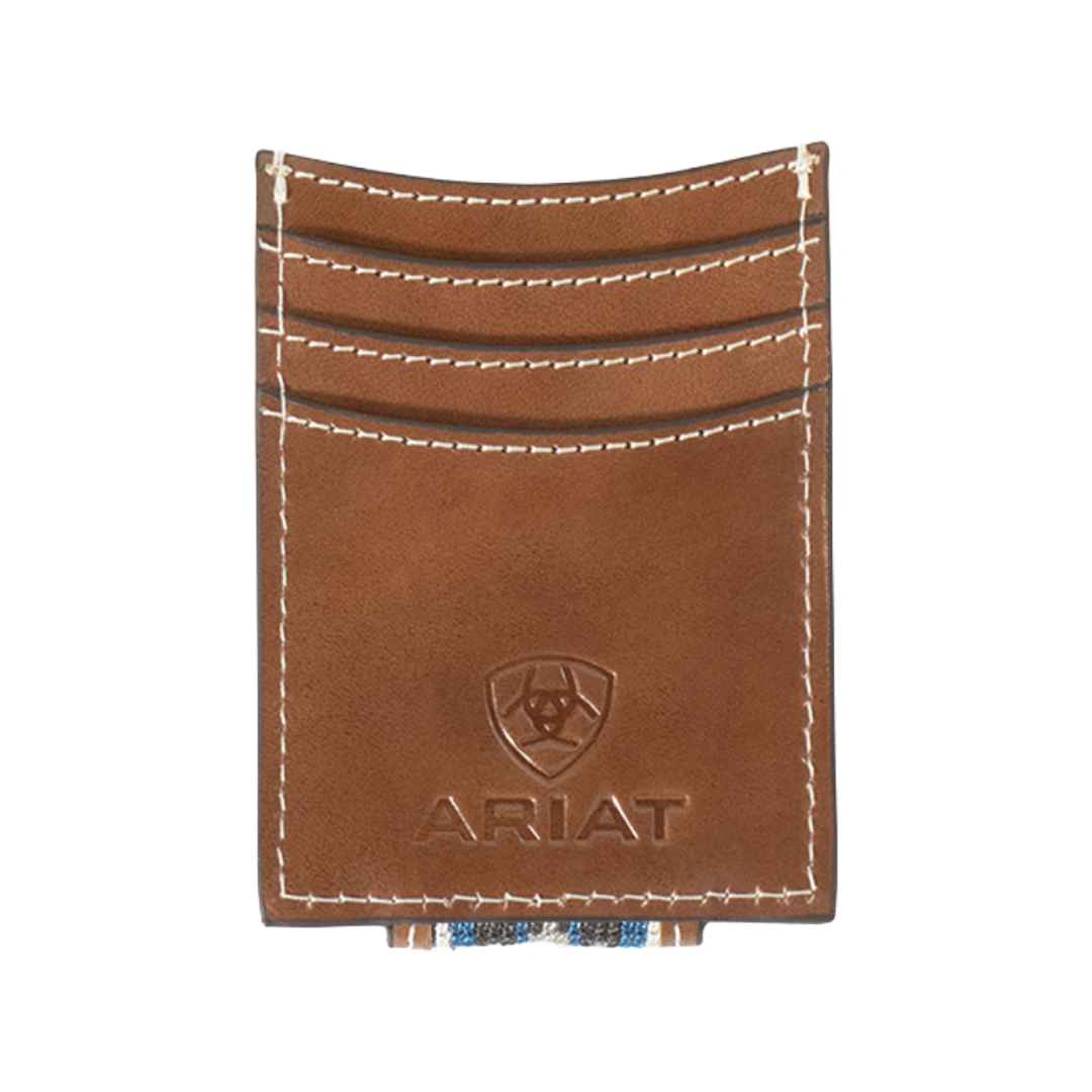 Ariat Men's Southwestern Embroidered Brown Money Clip Wallet A3560602