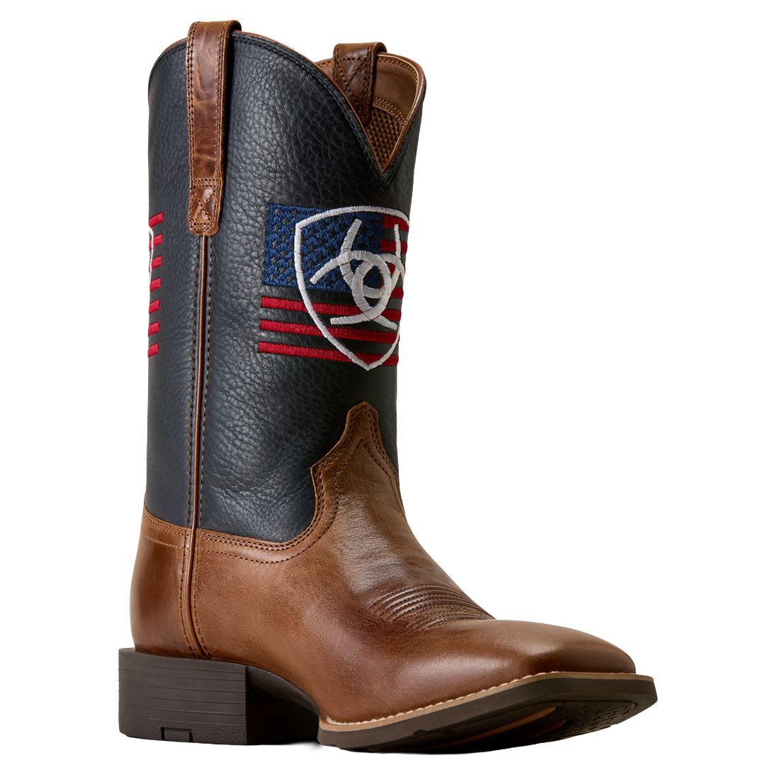 Ariat Men's Sport Freedom Dark Tan Wide Square Toe Western Boot 10080397