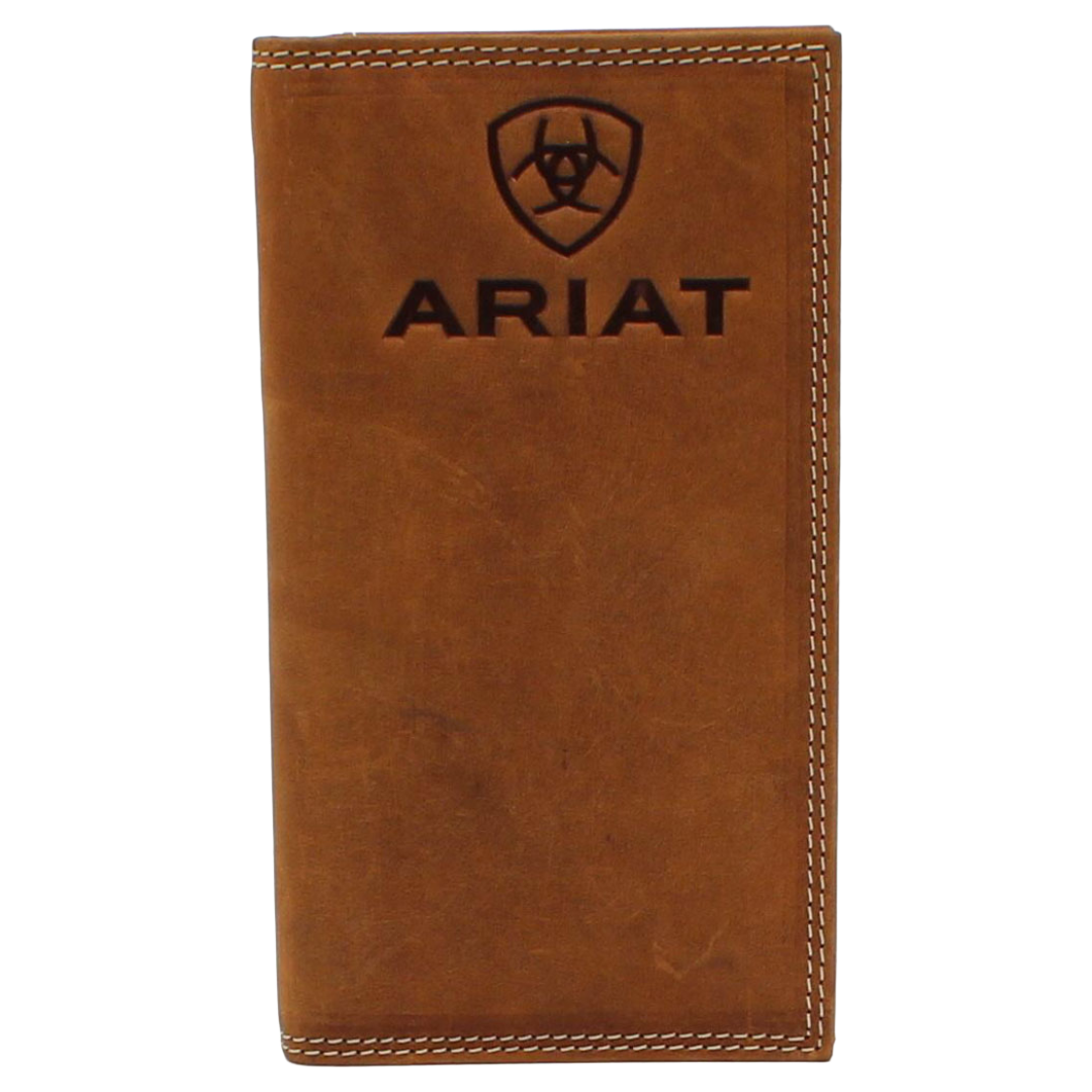 Ariat Rodeo Checkbook Wallet Ariat Men's Tan Embossed Logo Checkbook/ Rodeo Wallet A3548044