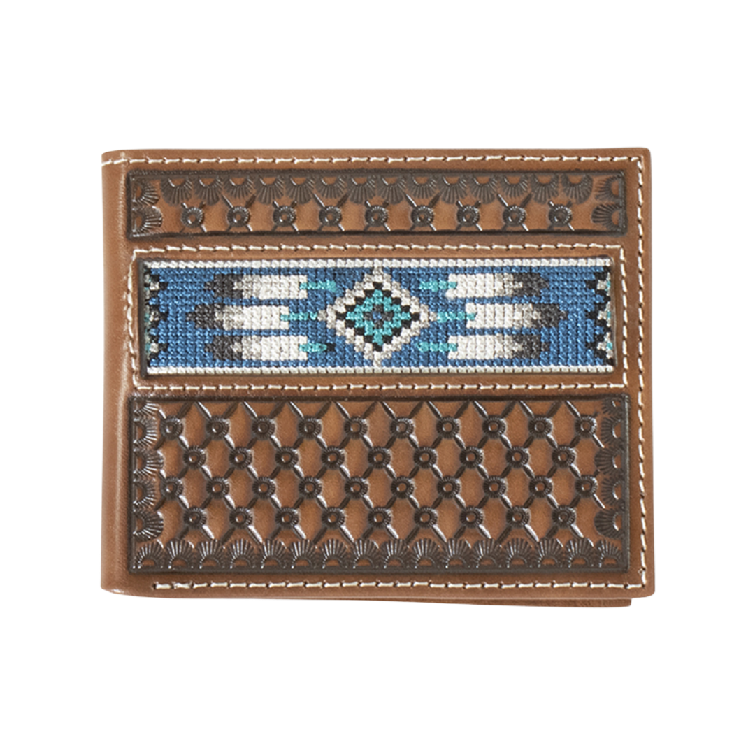 Ariat Men's Southwestern Embroidered Brown Bifold Wallet A3560402