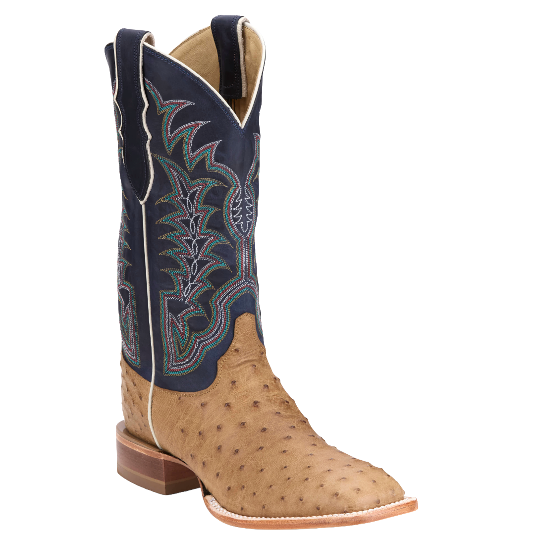 Justin Men's Chisolm Navy Blue Cowhide Quill Ostrich Boots JE8170