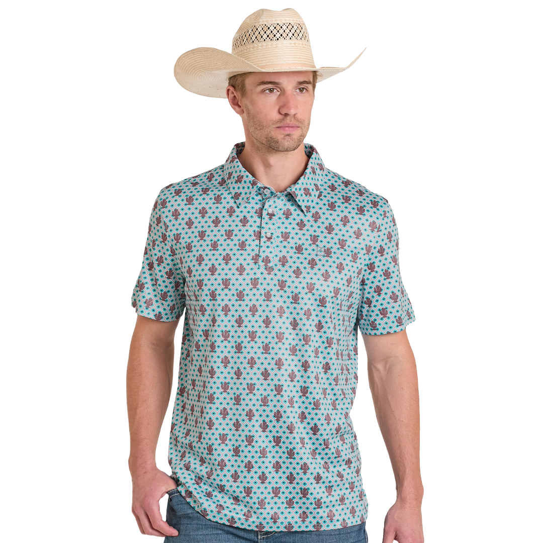 Panhandle Slim Men's Performance Turquoise Polo Snap Shirt TM51T08202 - Wild West Boot Store