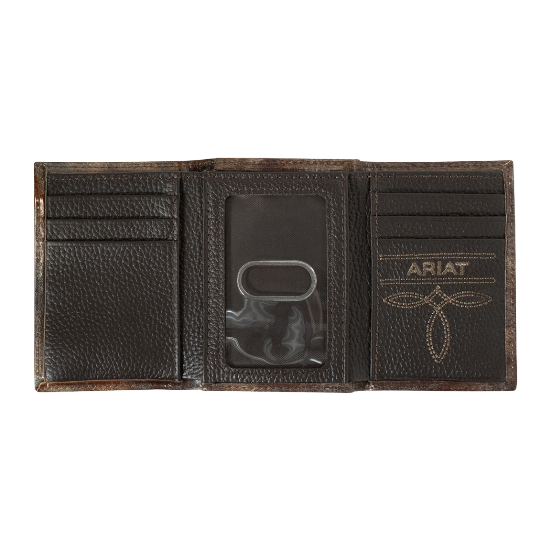 Ariat Men's Southwestern Turquoise & Brown Trifold Wallet A3560202