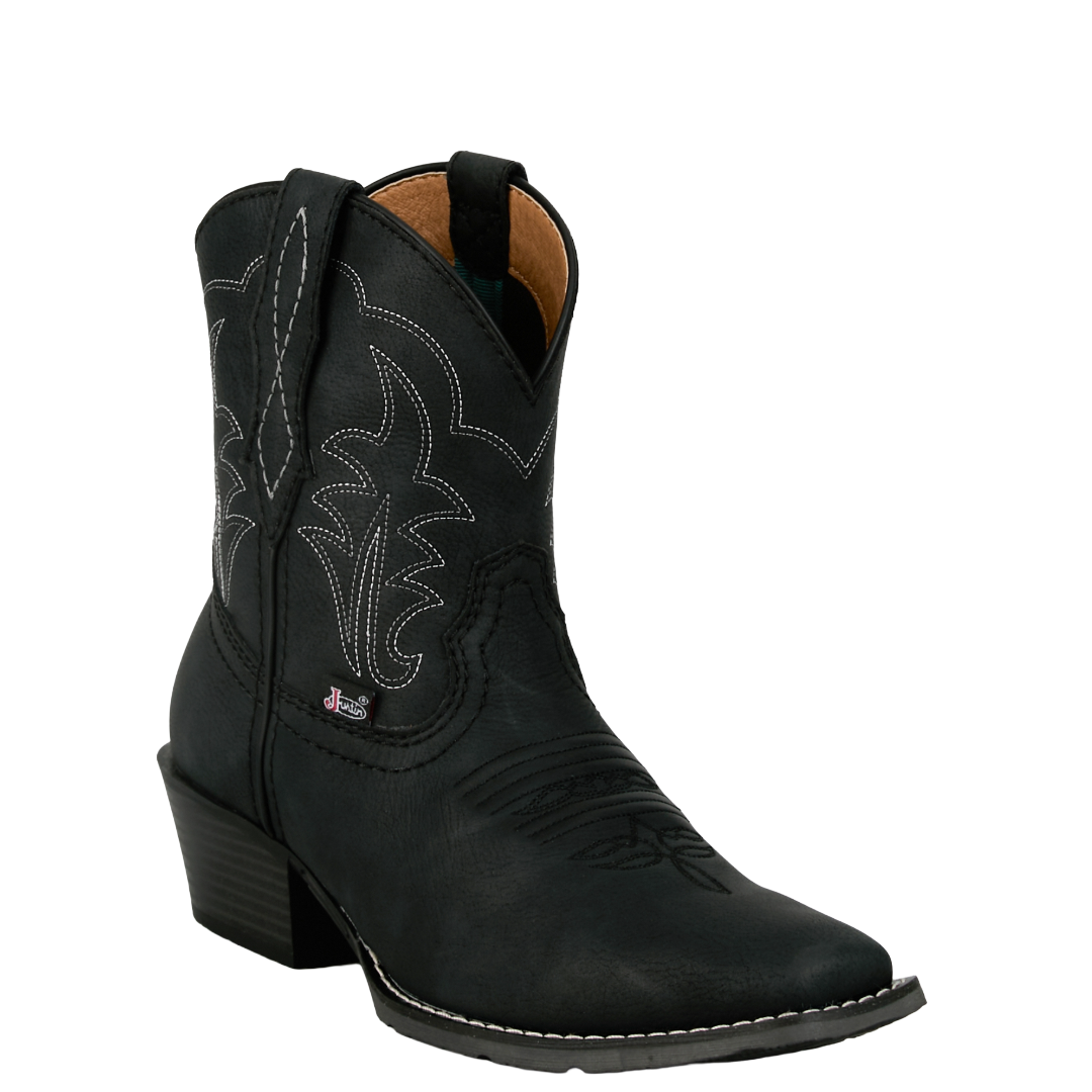 Justin Ladies Dee Medium Square Toe Black Western Booties GY9514 - Wild West Boot Store