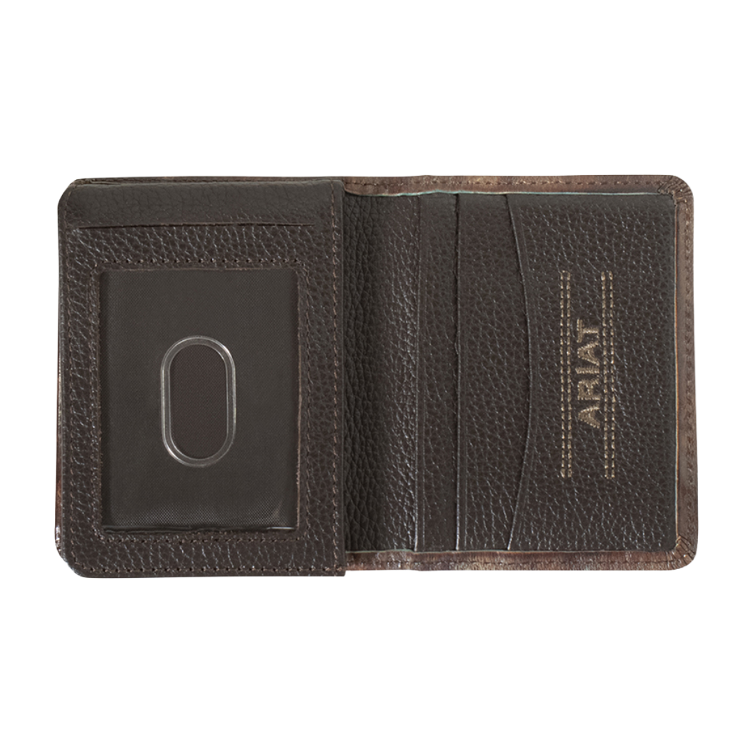 Ariat Men's Southwestern Turquoise & Brown Bifold Wallet A3560102