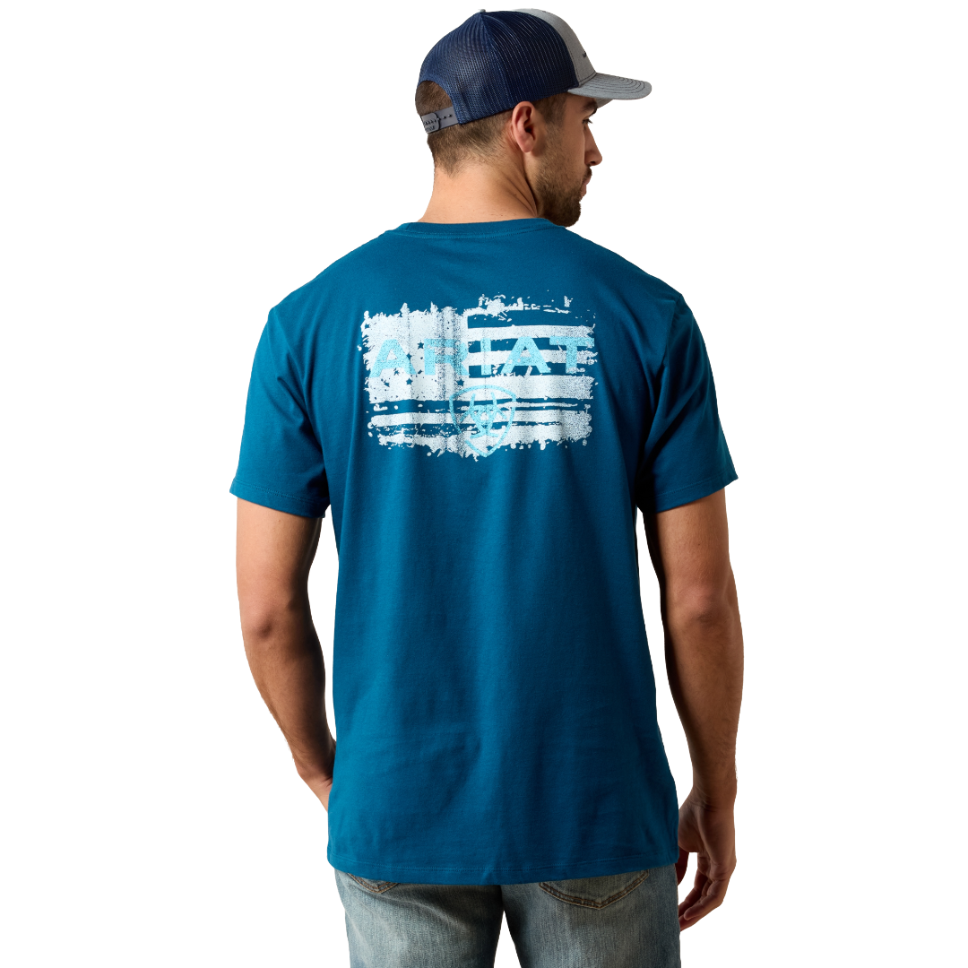 Ariat Men's Liquid Stamp Flag Sailor Blue Classic Fit T-Shirt 10062952