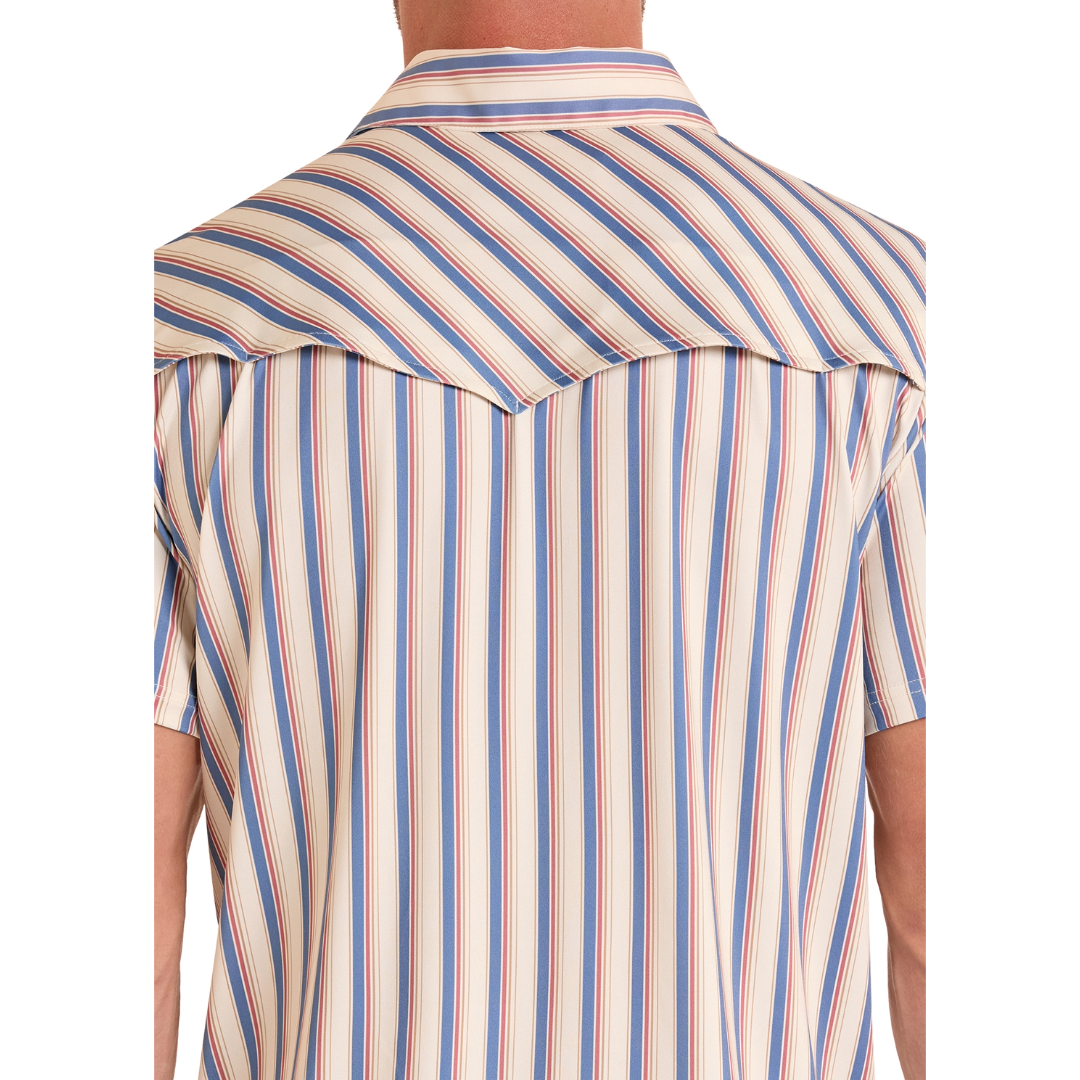 Rock & Roll Denim Men's Short Sleeve Western Striped Polo Shirt BM51T09057