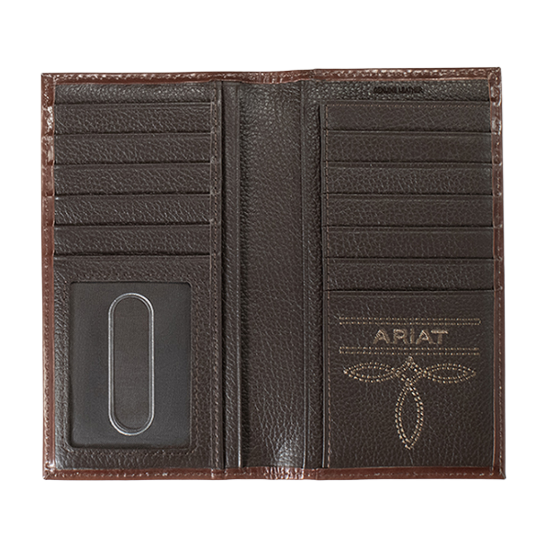 Ariat Men's Slim Floral Embossed Brown Bifold Rodeo Wallet A3558002